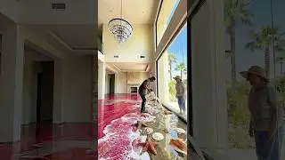 This Pink Beach Epoxy Floor Transformation is Unreal 😱 | #shorts #interiordesign