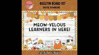 Fall Cats Bulletin Board Kit! Classroom Decor DIY