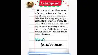 The strange hen moral story in English
