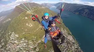Tandem paragliding flight above Lugano!