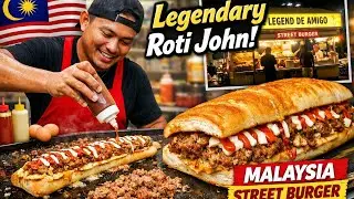 Legend De Amigo Roti John Preparation | Malaysia Street Food Burger Cart 🇲🇾