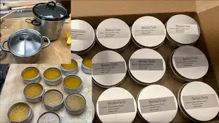 Making Beeswax Finish with Turpentine, Linseed Oil & Beeswax in a Home made Double Boiler