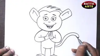 Monkey namaste drawing simple sketch drawing