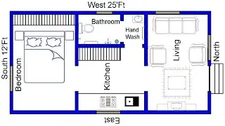 300Sft House Plan 1BHK  just At 5-Lacks Budget || 25 X 12 East House Plan ||