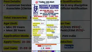 IBPS Clerk Recruitment 2025 &ndash; 10,277 CSA Posts | CRP CSA‑XV | #ibpsclerk #bankingjobs #shorts #ibps