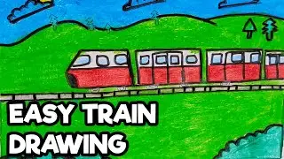 EASY TRAIN DRAWING 🚂| TRAIN SCENERY DRAWING|| EASY DRAWING OF TRAIN FOR KIDS