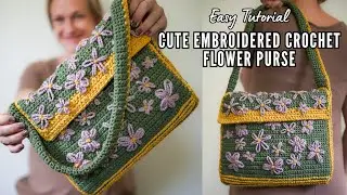 Easy Tutorial for a Cute Embroidered&nbsp;Crochet&nbsp;Flower&nbsp;Purse