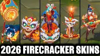All New Firecracker Skins Spotlight 2026 - Seraphine, Caitlyn, Ashe, Ziggs, Poppy & Yuumi