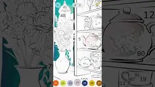 Tea Pots Display Coloring - Part 1 #calm #coloring #relaxing