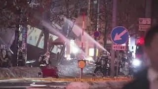 Firefighters in Japan battle restaurant blaze