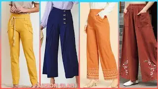 Women's Casual Wear High Waist Wide Leg Shift Cotton Solid Pants Styles/#Palazzo Pants design