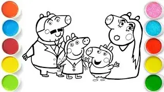 Peppa Pig with family Drawing, Painting and Coloring for Toddlers -Child Art 