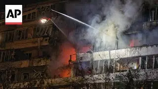 Residential blocks in Kyiv on fire after wave of Russian strikes