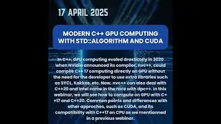 Modern C++ GPU computing with stdalgorithm and CUDA, by Pierre Aubert