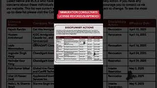 BAD IMMIGRATION CONSULTANTS LICENSE ROVOKED / SUSPENDED