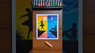 Two Sides of Life 🌞🌙 | Day vs Night Oil Pastel Art  #art #oilpastel