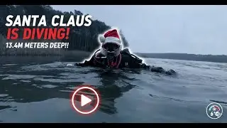 Santa Claus Dives 13.4m Deep! 🎅 Polish Lake Cisie 6°C (Underwater Santa)