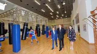 İlham Əliyev və Mehriban Əliyeva Boks Federasiyasının binasının açılışlarında