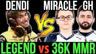 Miracle- GH vs Dendi - 36K Highest MMR Team vs Legend Dota2