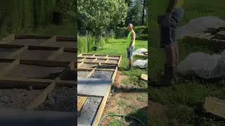 Trying dry pour concrete technique on a small section. #homestead #backyardpatio #louisiana