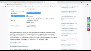 RRB NTPC Fee Refund Process 2021, Update Bank Account Link