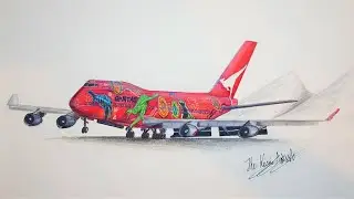 Qantas 747 Aboriginal Livery Drawing