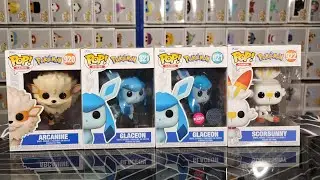 Распаковка: Виниловые фигурки Pokemon Funko Pop &mdash; Арканайн, Глейсеон + Флокед и Скорбанни &mdash; июль 2023 г.