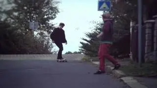 Prague longboarding of two beginners.