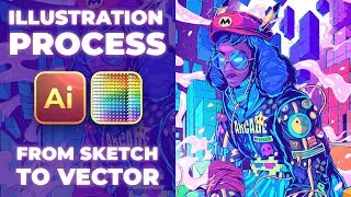 Drawing The Game Lover in The Tetrisverse - Illustration Process from Sketch to Vector - Speed Art