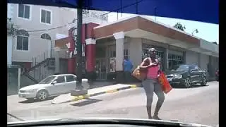 Driving in the town of St Anns Bay (Jamaica)