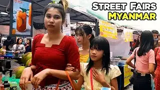 Virtual Walking Tour of Street Fairs in Yangon Myanmar