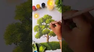 🤯How Draw a Tree / Become a Master of Poster Colour Painting Day-4 #shorts #postercolour #toutorial