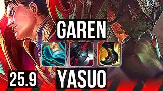 GAREN vs YASUO (TOP) | Rank 3 Garen, 700+ games | KR Challenger | 25.9