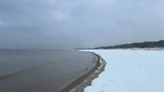 Cold Winter Beach &ndash; LIVE 12 Hours of Calm Ocean Waves, Snow Ambience USA