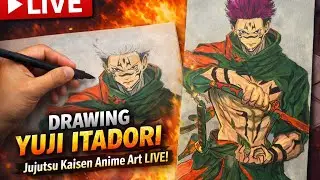 LIVE Drawing Yuji Itadori 🔥 | Jujutsu Kaisen Anime Art ✍️