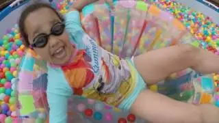 Giant Ball Pit Pool Party - Outdoor Playground Fun - Giant Water Slide - Toys AndMe