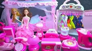 The Most Calm Cute Doll Pink Bedroom Playset ASMR Satisfying Unboxing Wardrobe Organisation Toys 