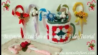 Bastoncini di zucchero all'uncinetto Crochet Candy Cane ornament (subtitles in Italian and English)