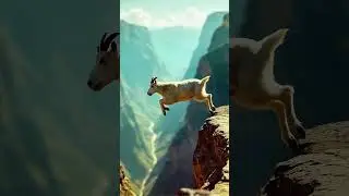 Epic Animal Moment: Mountain Goat Jump That Shocked Everyone! 🐐⛰️ #CliffJump #GoatMoments