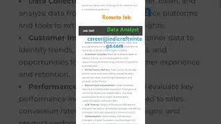 Data Analyst work from home remote Job #dataanalyticsjobs #workfromhome #analyst #remotejobs