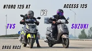 Suzuki Access 125 Vs Tvs Ntorq 125 xt Drag Race | Which one is faster scooter in 125cc?