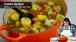Dutch Oven Caldo de Res | Mexican Beef & Vegetable Soup Recipe 🌽