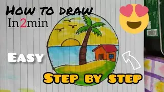 Easy circle scenery drawing with color..✨👆 #easydrawing #drawing #scenery 