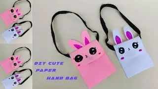 DIY paper hand bag/how to make cute hand bag/school craft idea/DIY mini paper hand bag/paper craft