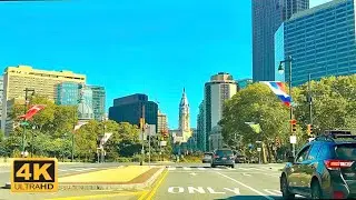 Driving Through Philadelphia 4K | Ben Franklin Parkway to Art Museum (Rocky Steps)