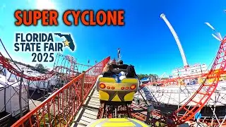 [4K] Super Cyclone - Roller Coaster | Back Row POV | Florida State Fair 2025