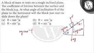 A block of mass \( m \) rests on a rough inclined plane. P The coef...