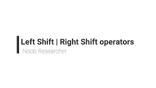 Left-Shift | Right-Shift Operator In Java