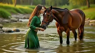 Rural village life vlog _ New Ai video vlog _ village girl bathing in river _ girl animals Love's 
