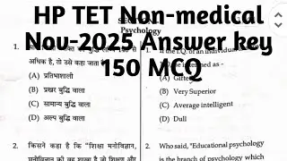HP TET Non medical November 2025 answer key //tet non medical answer key nov tet//non medical tet